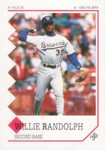 1992 Panini Stickers #36 Willie Randolph Front