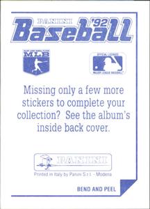 1992 Panini Stickers #2 MLB Logo Back
