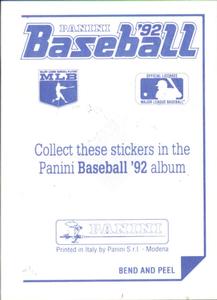 1992 Panini Stickers #33 Blue Jays Team Logo Back