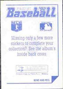 1992 Panini Stickers #123 Twins Team Logo Back