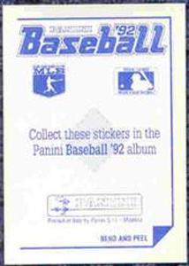 1992 Panini Stickers #160 Braves Team Logo Back