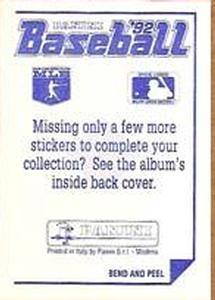 1992 Panini Stickers #275 Cal Ripken Jr. Back