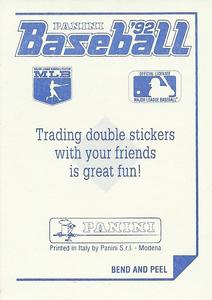 1992 Panini Stickers #278 Rickey Henderson Back