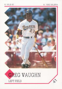 1992 Panini Stickers #41 Greg Vaughn Front