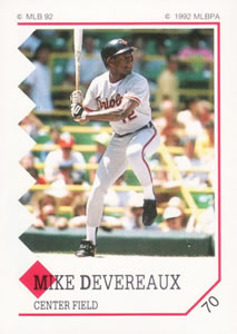 1992 Panini Stickers #70 Mike Devereaux Front