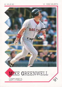 1992 Panini Stickers #91 Mike Greenwell Front