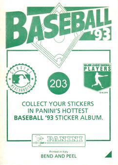 1993 Panini Stickers #203 Mark Grace Back