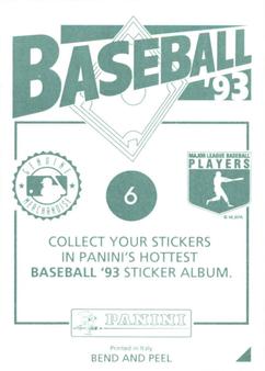 1993 Panini Stickers #6 Gary DiSarcina Back