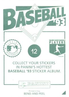 1993 Panini Stickers #12 Athletics Logo Back