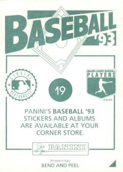 1993 Panini Stickers #19 Rickey Henderson Back