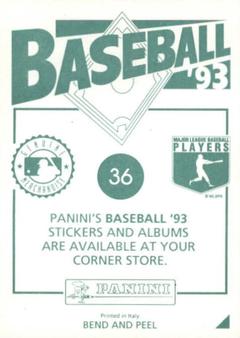 1993 Panini Stickers #36 B.J. Surhoff Back
