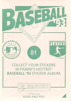 1993 Panini Stickers #81 Rafael Palmeiro Back