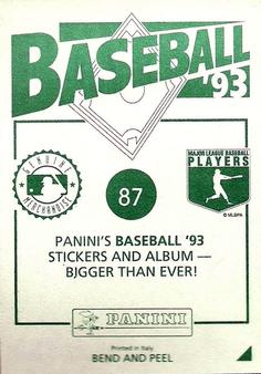 1993 Panini Stickers #87 Nolan Ryan Back