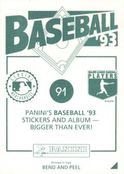 1993 Panini Stickers #91 Tony Pena Back