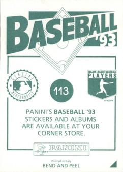 1993 Panini Stickers #113 Mickey Tettleton Back