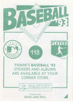 1993 Panini Stickers #118 Dan Gladden Back