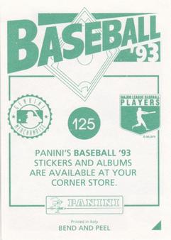 1993 Panini Stickers #125 Kent Hrbek Back