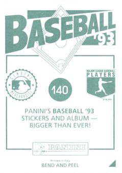 1993 Panini Stickers #140 Tim Raines Back
