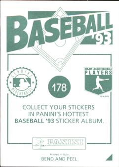 1993 Panini Stickers #178 Braves Logo Back