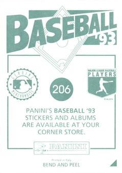 1993 Panini Stickers #206 Steve Buechele Back