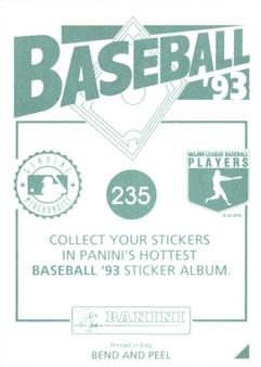 1993 Panini Stickers #235 Kirt Manwaring Back