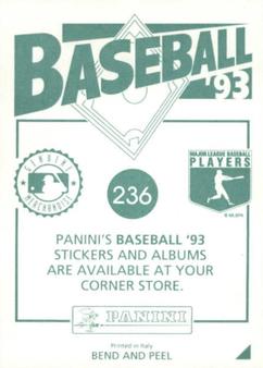 1993 Panini Stickers #236 Will Clark Back