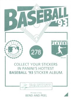 1993 Panini Stickers #278 Zane Smith Back