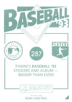 1993 Panini Stickers #287 Gary Varsho Back