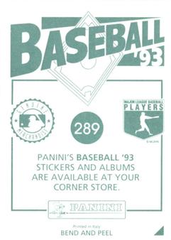 1993 Panini Stickers #289 Jose Rijo Back