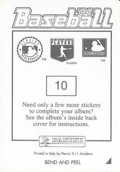 1994 Panini Stickers #10 Jeff Montgomery / Duane Ward Back