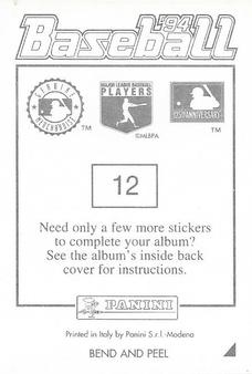 1994 Panini Stickers #12 Barry Bonds - Most Home Runs Back