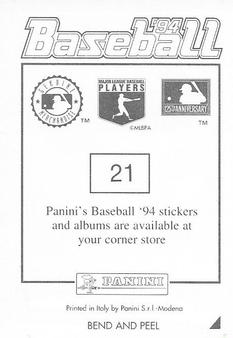 1994 Panini Stickers #21 Mike Mussina Back