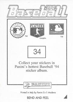 1994 Panini Stickers #34 Mo Vaughn Back