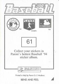 1994 Panini Stickers #61 Jeff Treadway Back