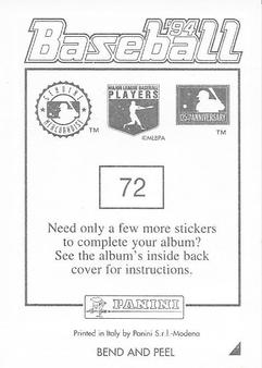 1994 Panini Stickers #72 Greg Gagne Back