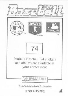 1994 Panini Stickers #74 Felix Jose Back