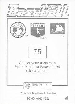 1994 Panini Stickers #75 Wally Joyner Back