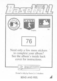 1994 Panini Stickers #76 Jose Lind Back