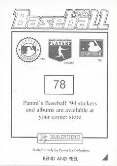 1994 Panini Stickers #78 Brian McRae Back