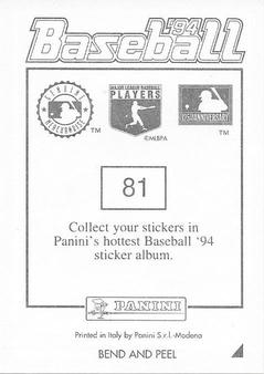 1994 Panini Stickers #81 Teddy Higuera Back