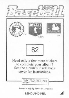 1994 Panini Stickers #82 John Jaha Back
