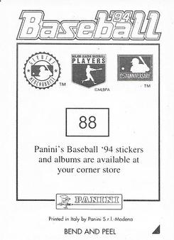 1994 Panini Stickers #88 Greg Vaughn Back