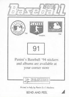1994 Panini Stickers #91 Kent Hrbek Back