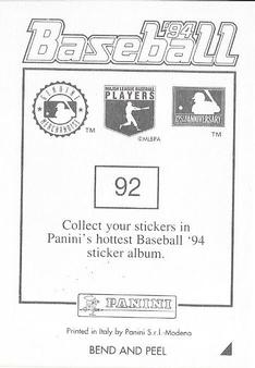 1994 Panini Stickers #92 Chuck Knoblauch Back