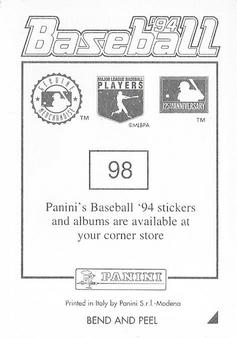 1994 Panini Stickers #98 Jim Abbott Back