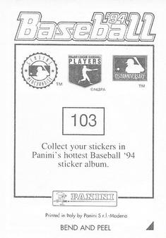 1994 Panini Stickers #103 Paul O'Neill Back