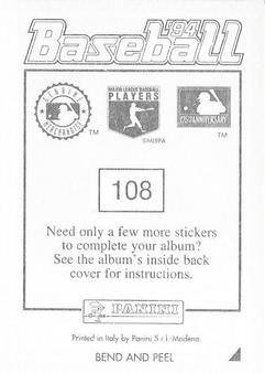 1994 Panini Stickers #108 Dennis Eckersley Back