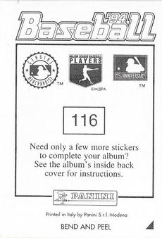1994 Panini Stickers #116 Bret Boone Back