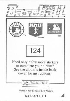 1994 Panini Stickers #124 Omar Vizquel Back