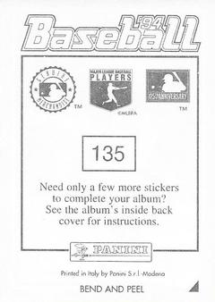 1994 Panini Stickers #135 Pat Borders Back